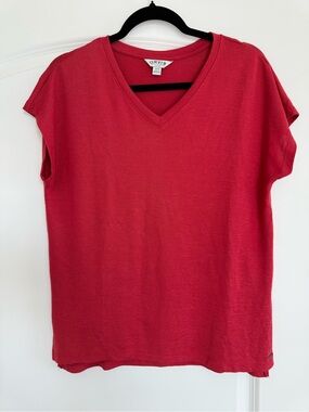 Orvis Women's Red V-Neck Knit Tunic Top Sz S